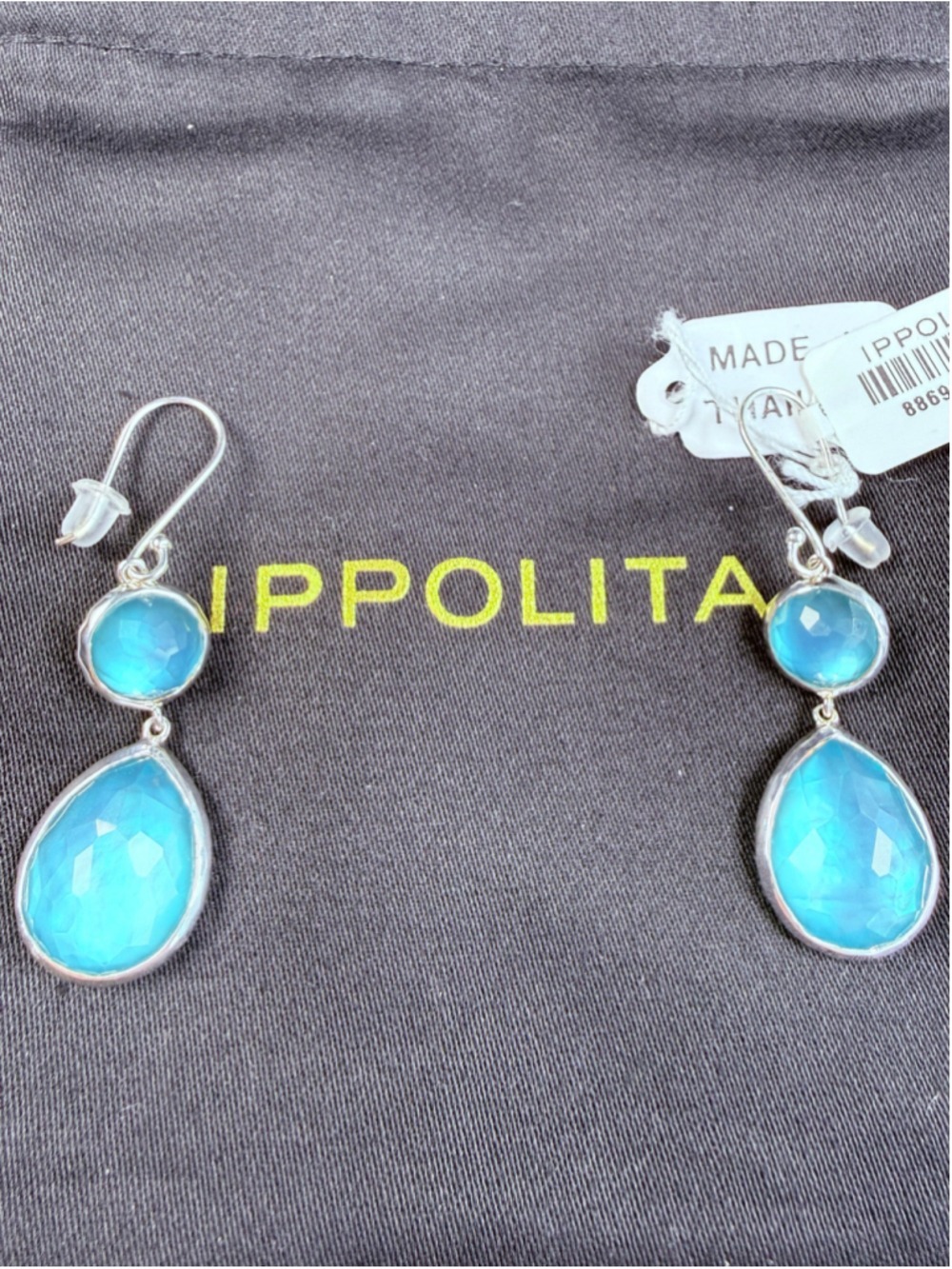 IPPOLITA Rock Candy Aqua Quartz 925 Sterling Silver Teardrop Earrings NEW $595